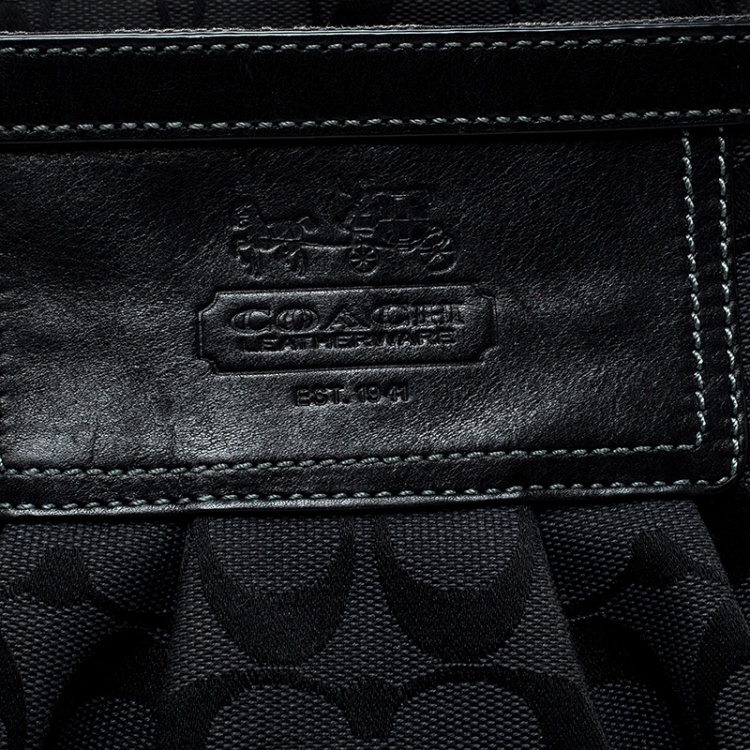 Pre Owned Coach Black Canvas Signature Tote