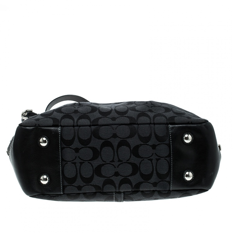 Pre Owned Coach Black Canvas Signature Tote
