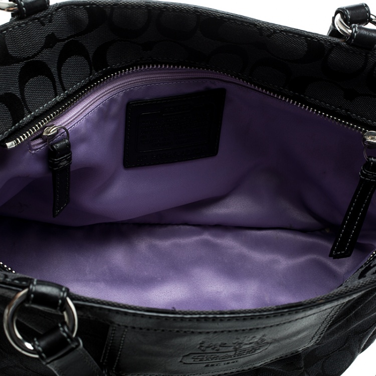 Pre Owned Coach Black Canvas Signature Tote
