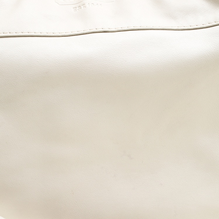 Pre Owned Coach Off White Leather Hobo