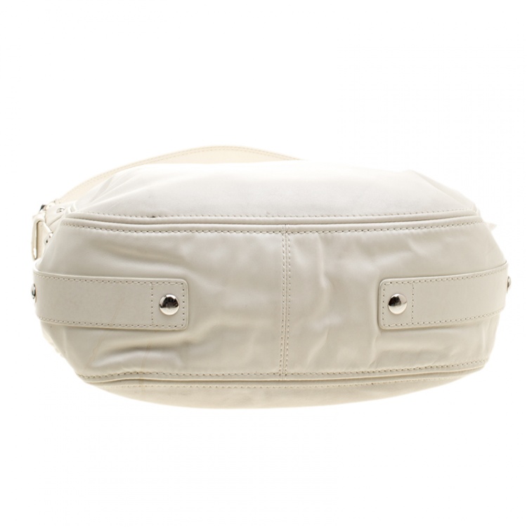 Pre Owned Coach Off White Leather Hobo