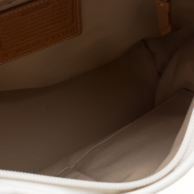 Pre Owned Coach Blue/White Signature Canvas and Leather Messenger Bag