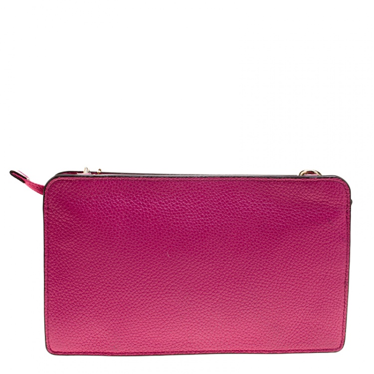 Pre Owned Coach Pink Leather Crossbody Bag 