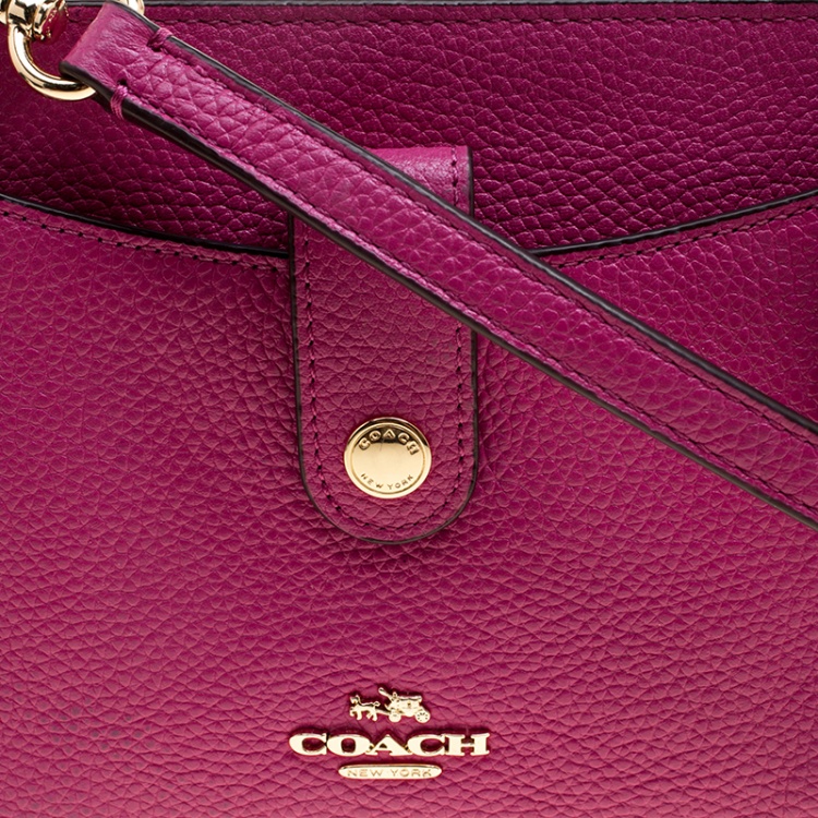 Pre Owned Coach Pink Leather Crossbody Bag 