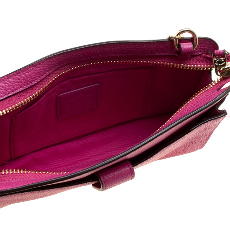 Pre Owned Coach Pink Leather Crossbody Bag 
