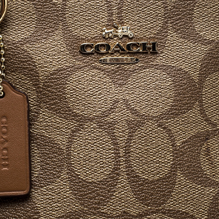 Pre Owned Coach Brown Coated Canvas and Leather Mini Christie Carryall Bag