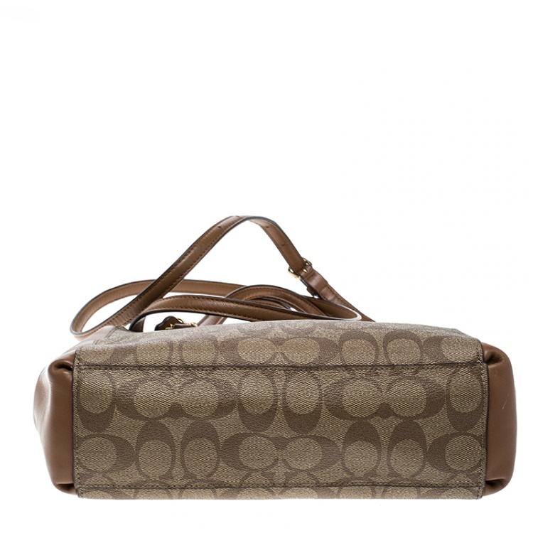 Pre Owned Coach Brown Coated Canvas and Leather Mini Christie Carryall Bag