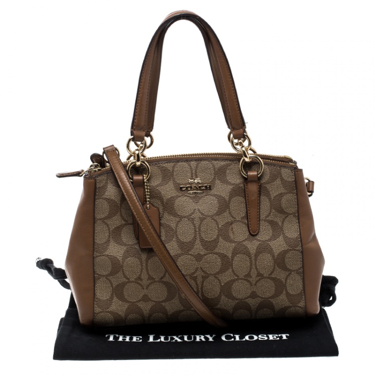 Pre Owned Coach Brown Coated Canvas and Leather Mini Christie Carryall Bag