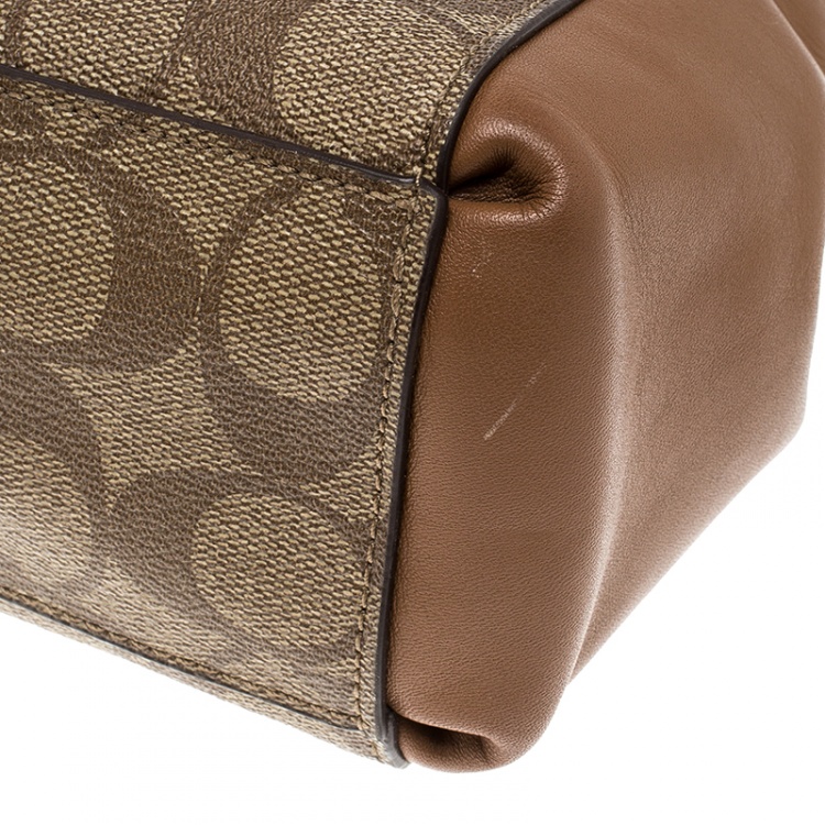 Pre Owned Coach Brown Coated Canvas and Leather Mini Christie Carryall Bag