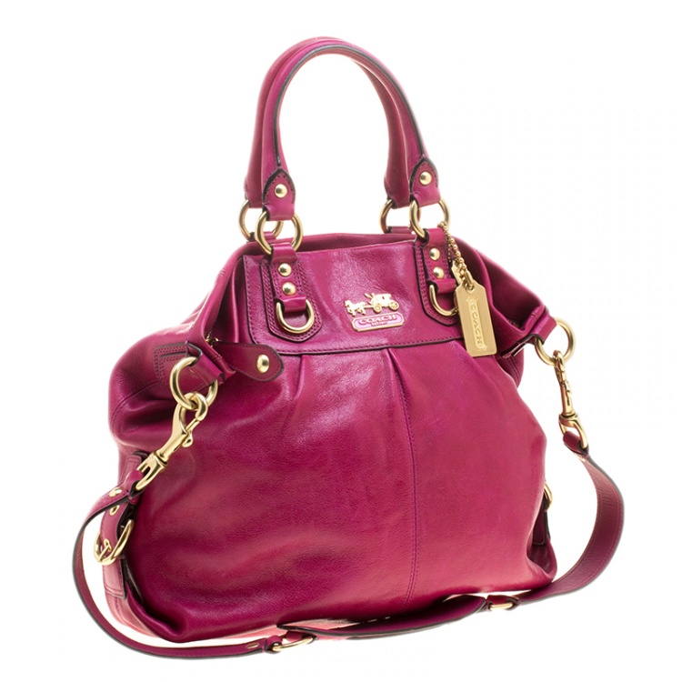 Pre Owned Coach Fuchsia Leather Ashley Tote