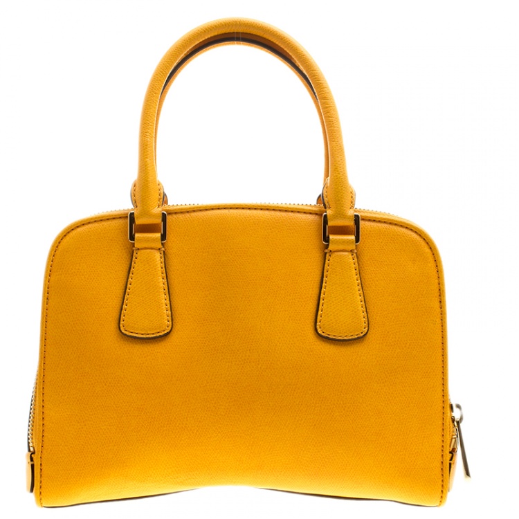 Pre Owned Michael Kors Mustard Leather Medium Reese Satchel