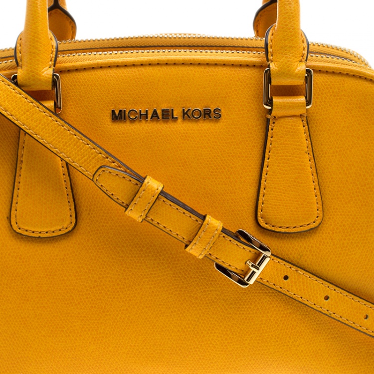 Pre Owned Michael Kors Mustard Leather Medium Reese Satchel