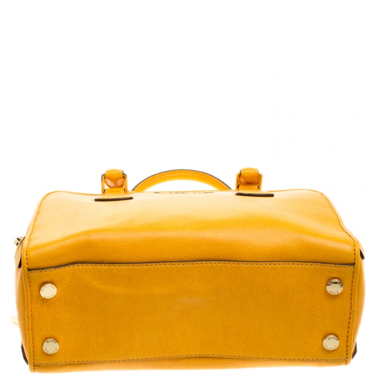 Pre Owned Michael Kors Mustard Leather Medium Reese Satchel