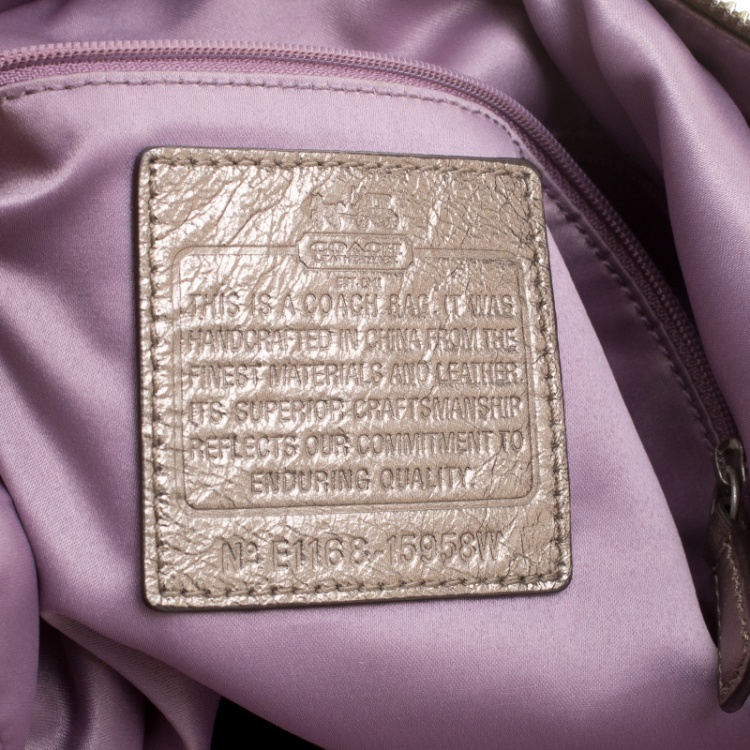 Pre Owned Coach Metallic Beige Leather Shoulder Bag