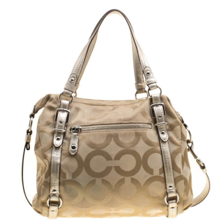 Pre Owned Coach Beige Signature Canvas Shoulder Bag