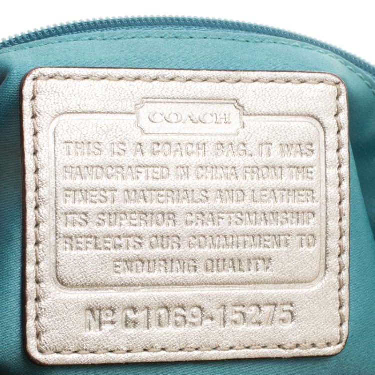 Pre Owned Coach Beige Signature Canvas Shoulder Bag
