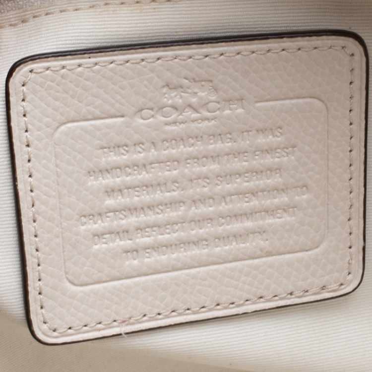 Pre Owned Coach Beige/White Signature Coated Canvas and Leather Sierra Satchel