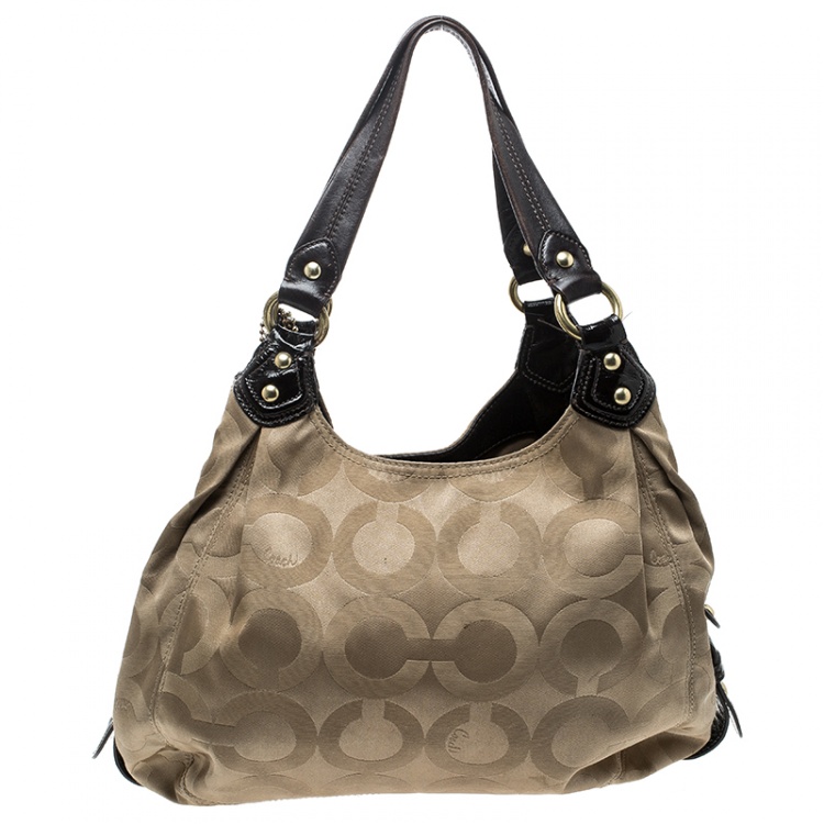 Pre Owned Coach Beige/Brown Signature Canvas Satchel 
