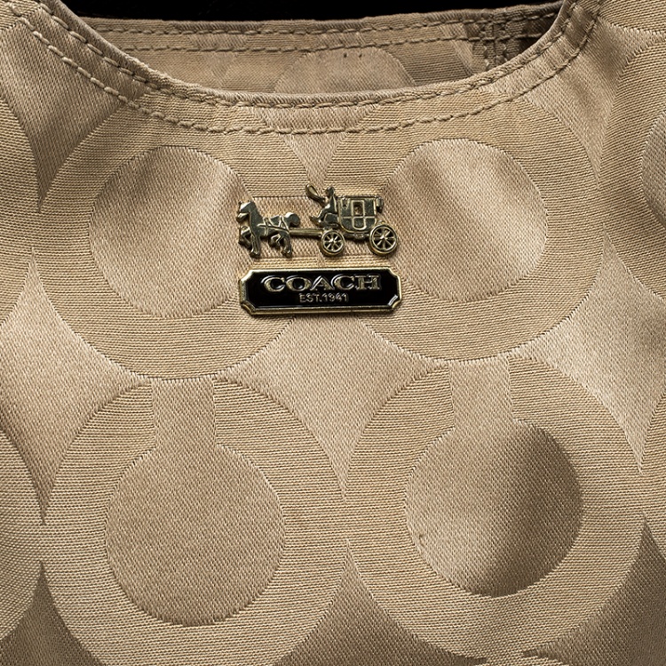 Pre Owned Coach Beige/Brown Signature Canvas Satchel 