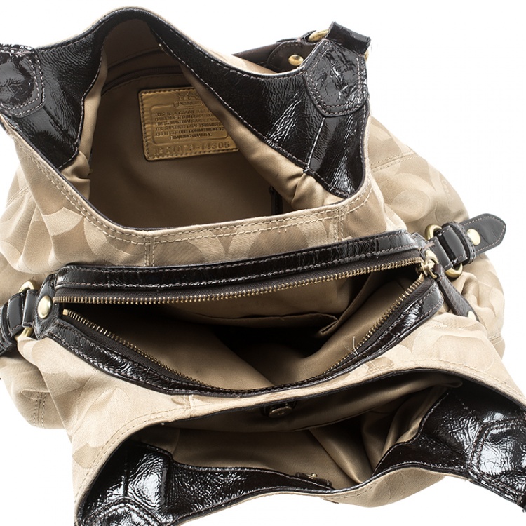 Pre Owned Coach Beige/Brown Signature Canvas Satchel 