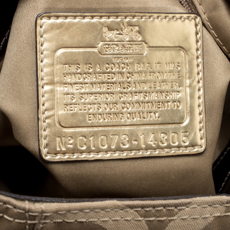 Pre Owned Coach Beige/Brown Signature Canvas Satchel 