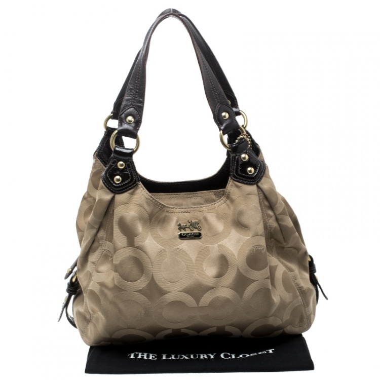 Pre Owned Coach Beige/Brown Signature Canvas Satchel 