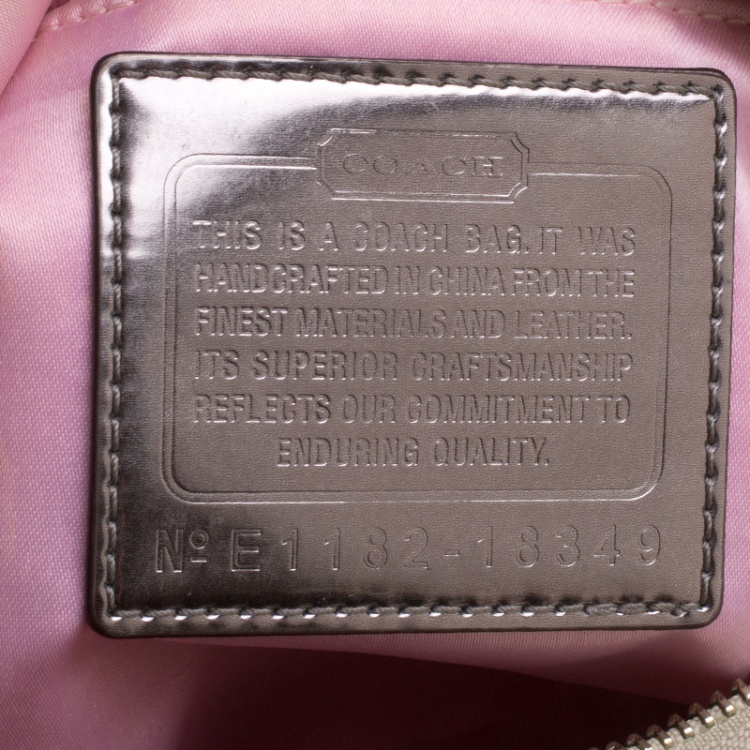 Pre Owned Coach Beige/Pink Signature Canvas and Leather Shoulder Bag