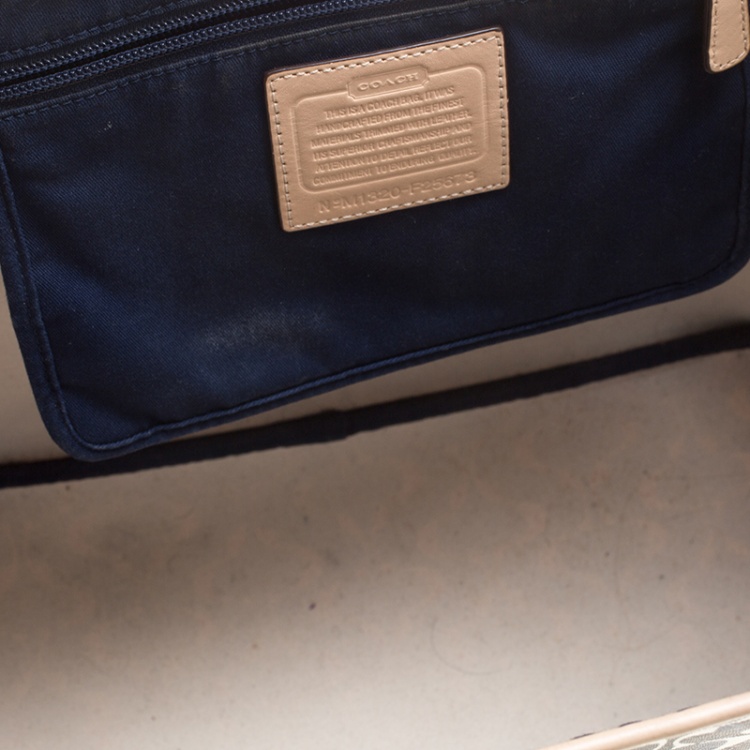 مملوكة مسبقًا Coach Blue/Brown Signature Coated Canvas and Leather Tote