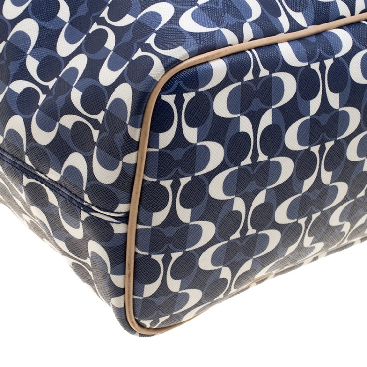 مملوكة مسبقًا Coach Blue/Brown Signature Coated Canvas and Leather Tote
