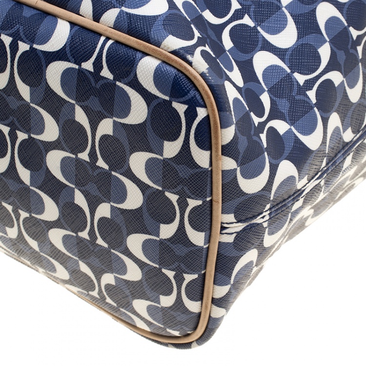 مملوكة مسبقًا Coach Blue/Brown Signature Coated Canvas and Leather Tote