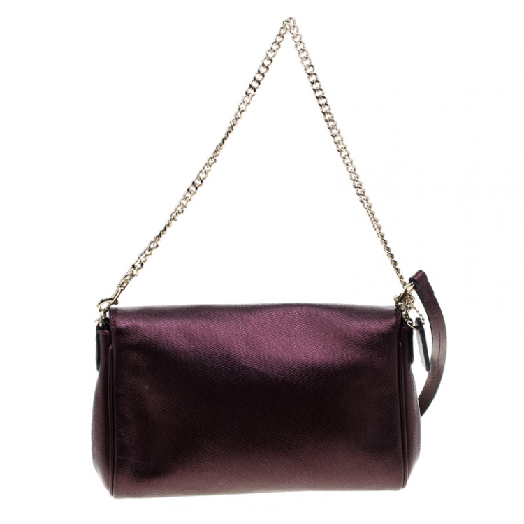 Pre Owned Coach Burgundy Leather Mini Ruby Crossbody Bag