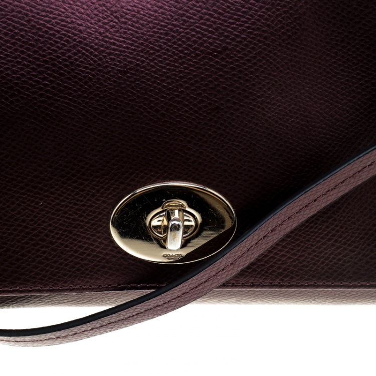 Pre Owned Coach Burgundy Leather Mini Ruby Crossbody Bag