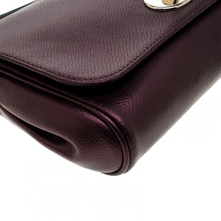 Pre Owned Coach Burgundy Leather Mini Ruby Crossbody Bag