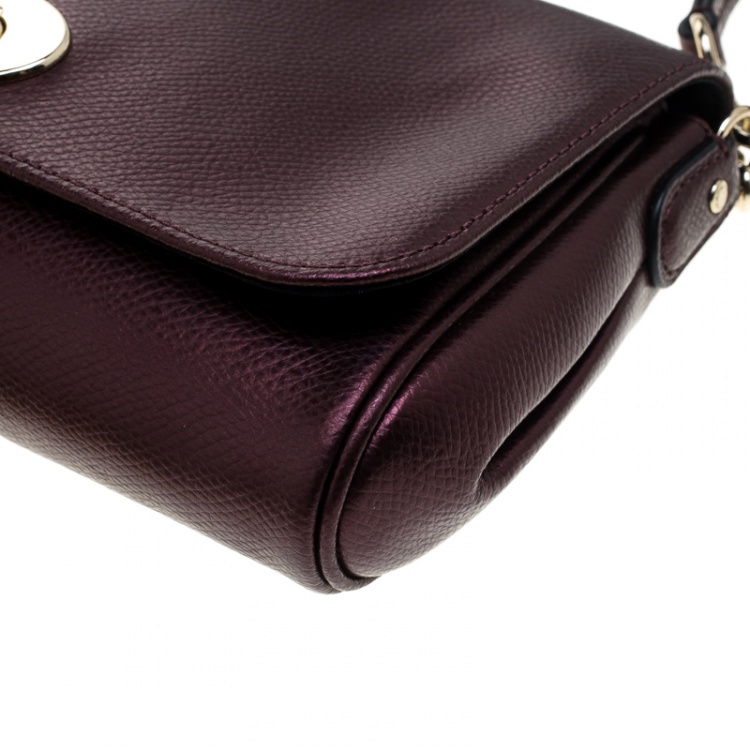 Pre Owned Coach Burgundy Leather Mini Ruby Crossbody Bag