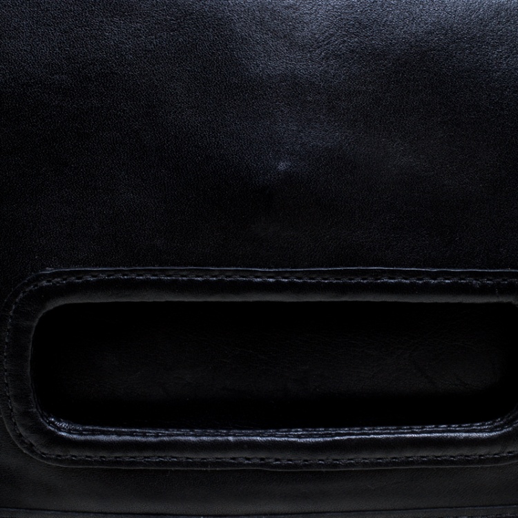 Pre Owned Coach Black Leather Foldover Clutch