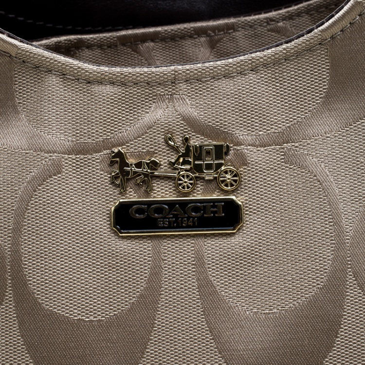 Pre Owned Coach Beige/Brown Signature Canvas Satchel