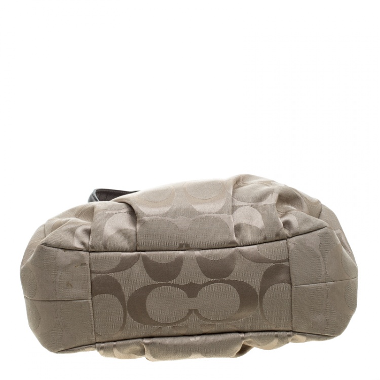 Pre Owned Coach Beige/Brown Signature Canvas Satchel