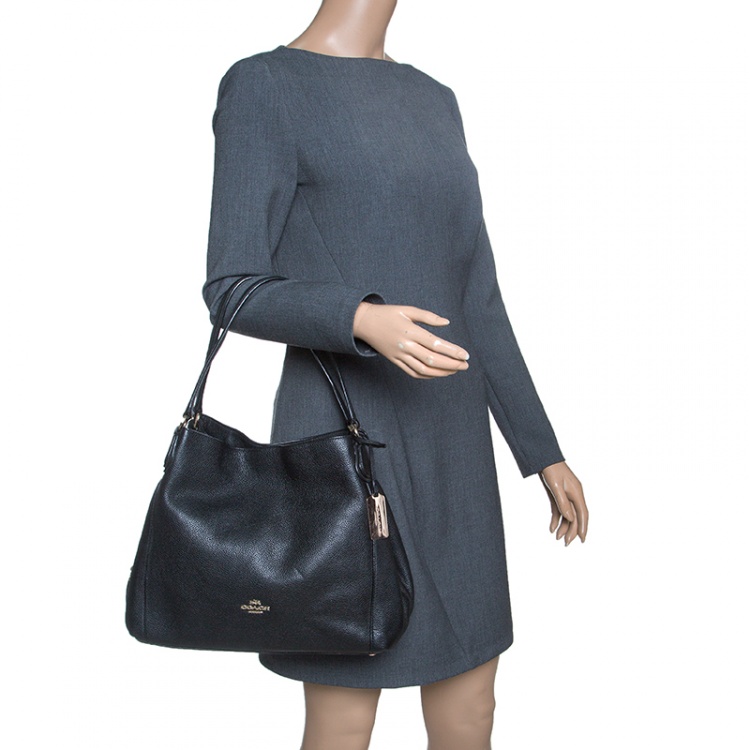 Pre Owned Coach Black Leather Edie 31 Tote 