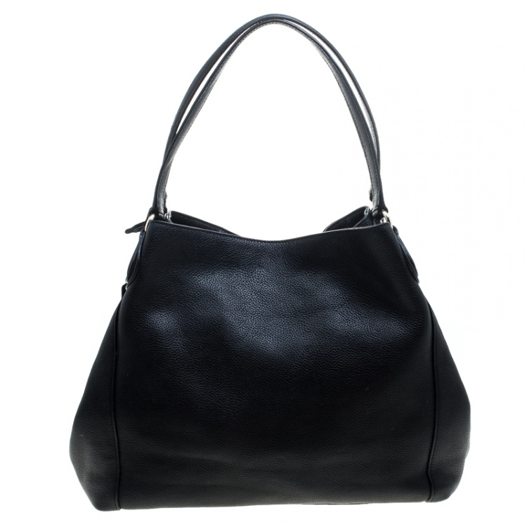 Pre Owned Coach Black Leather Edie 31 Tote 