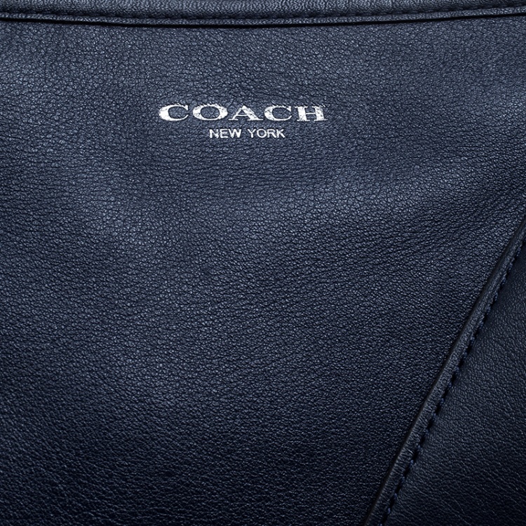 Pre Owned Coach Blue Perforated Leather Hobo