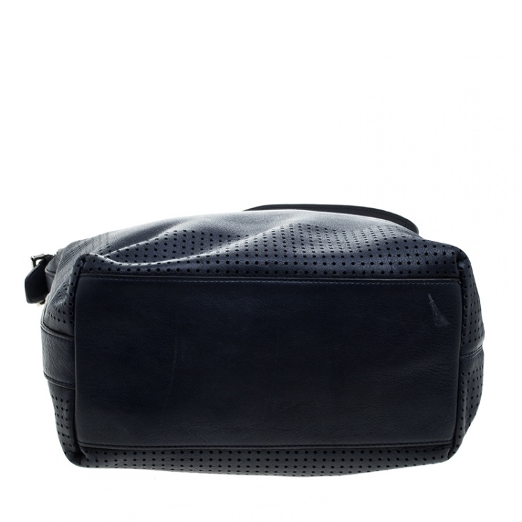 Pre Owned Coach Blue Perforated Leather Hobo