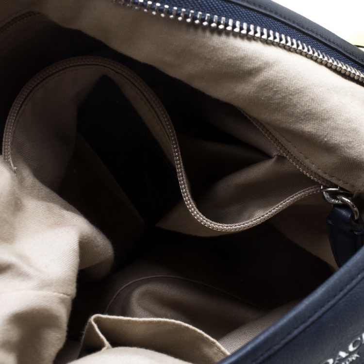 Pre Owned Coach Blue Perforated Leather Hobo