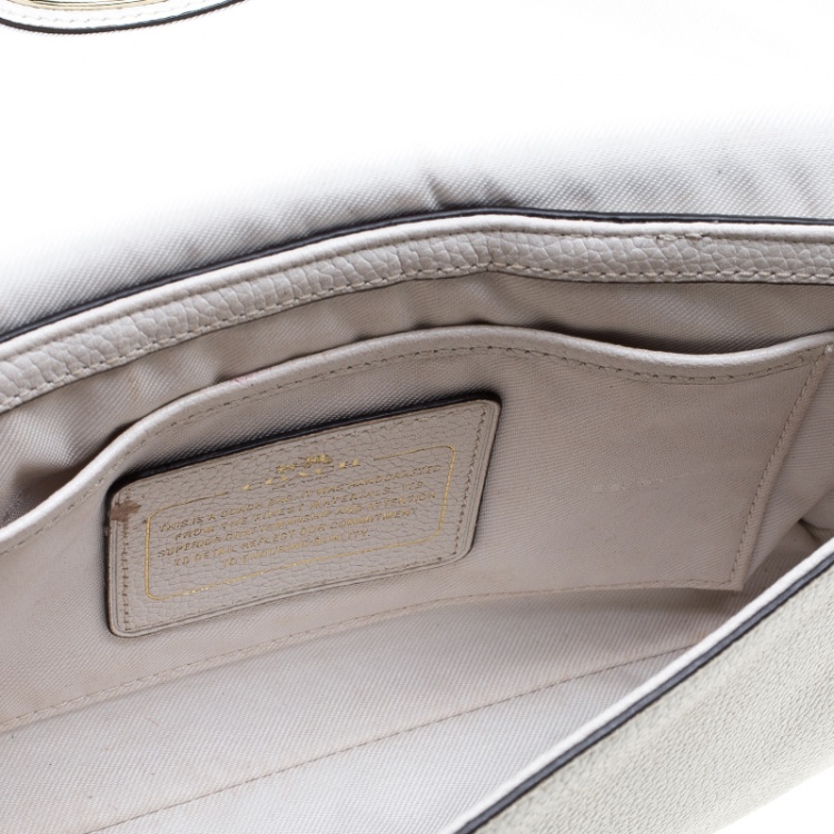 Pre Owned Coach Off White Leather Crosstown Crossbody Bag