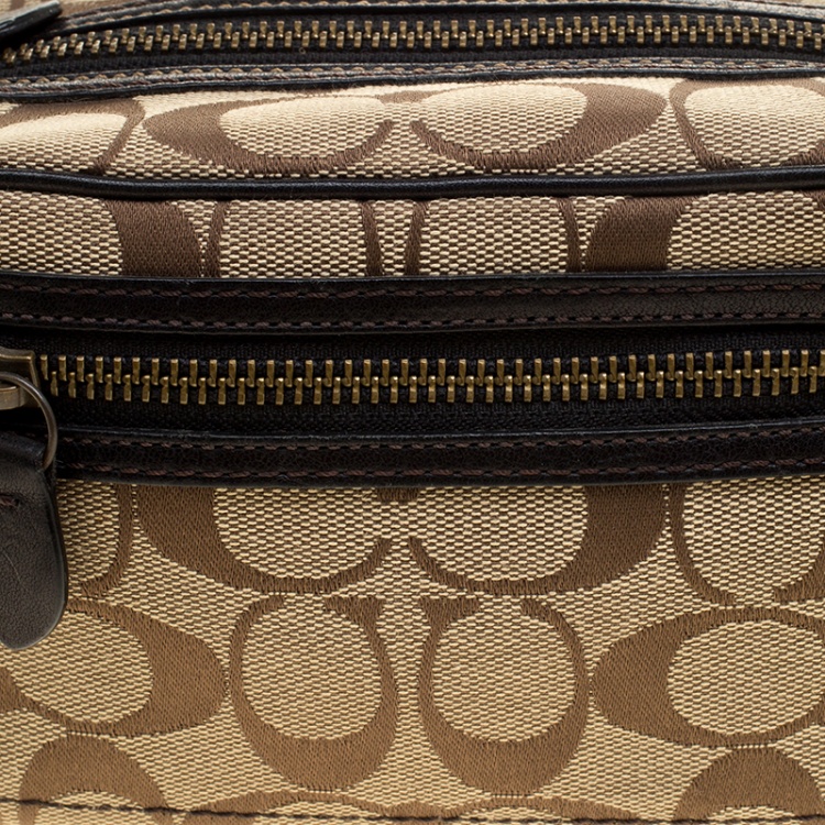 Pre Owned Coach Beige/Black Signature Canvas Box bag