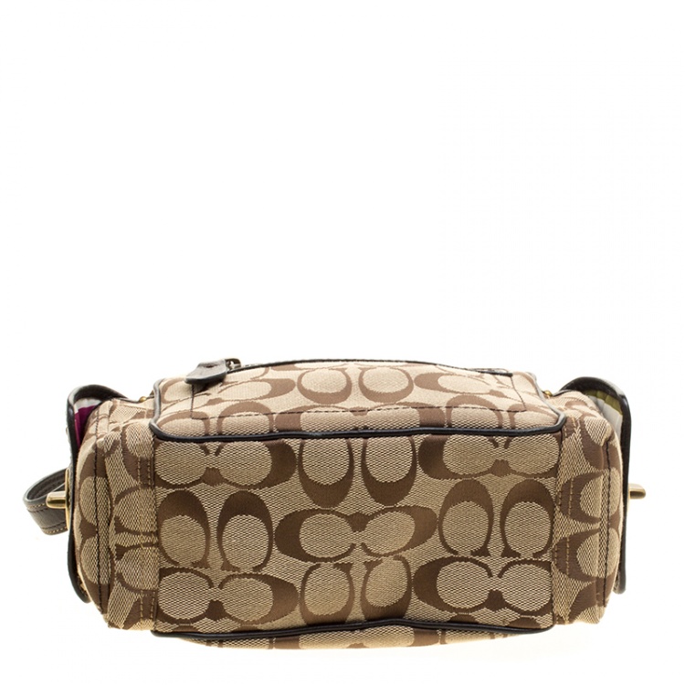 Pre Owned Coach Beige/Black Signature Canvas Box bag