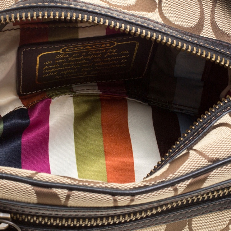 Pre Owned Coach Beige/Black Signature Canvas Box bag