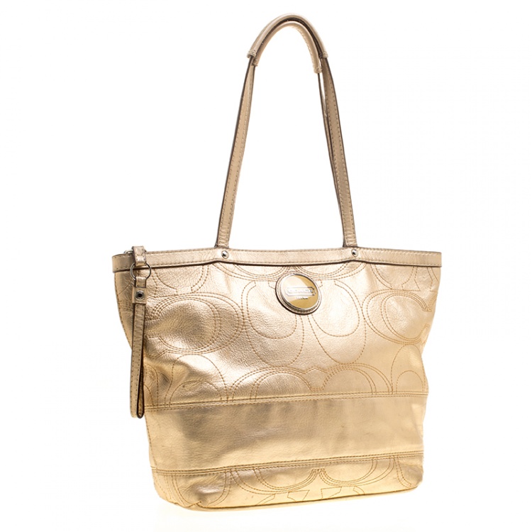 coach gold tote bag