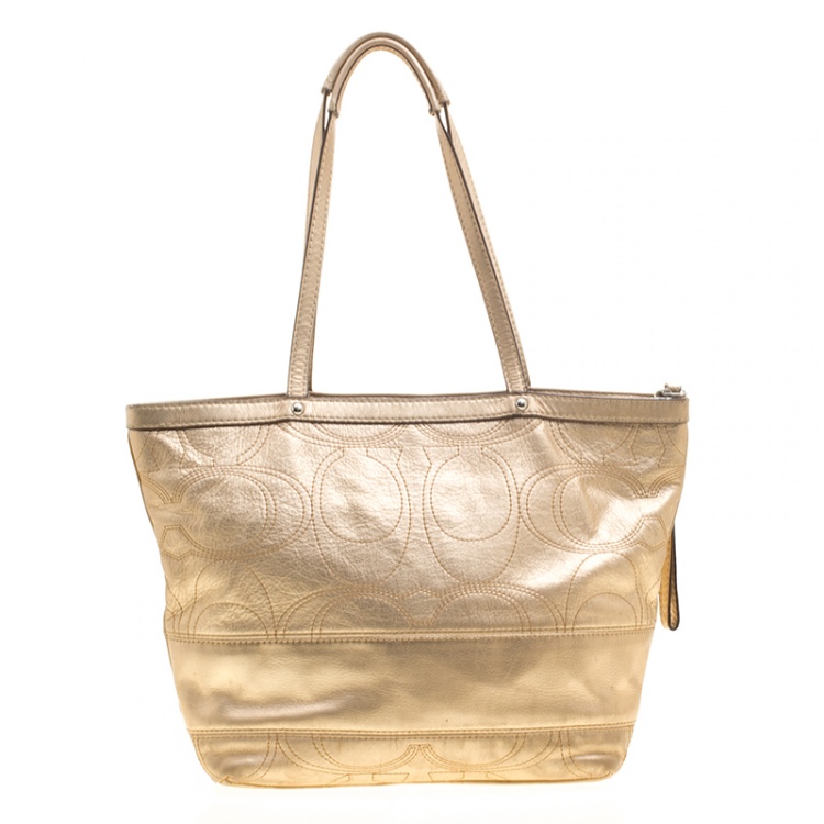 coach gold tote bag