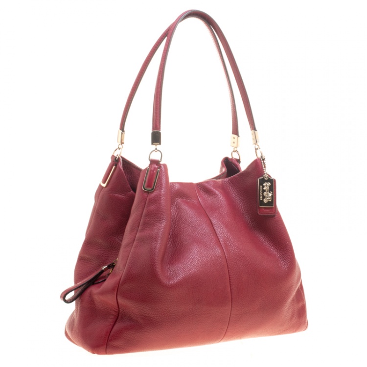 Pre Owned Coach Burgundy Leather Madison Tote