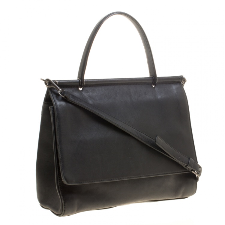 Pre Owned Coach Black Leather Willis Dowel Top Handle Bag